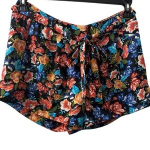 Aqua High Waist Floral Women's Shorts